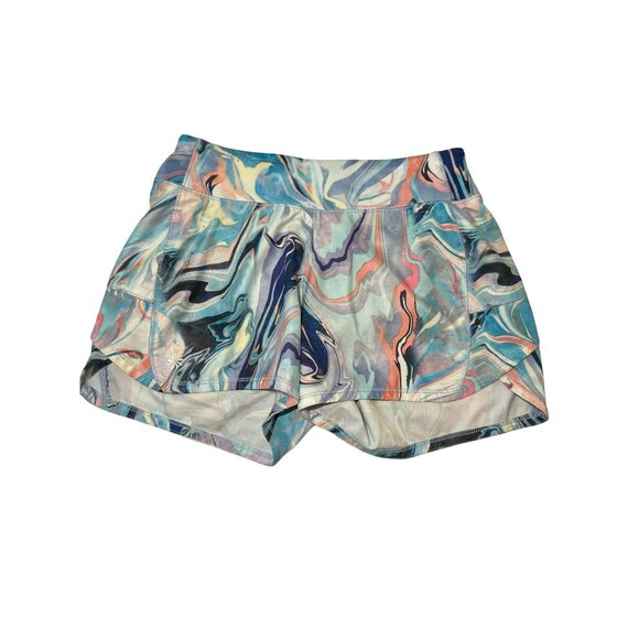 Athleta Girl Record Breaker 3" Marble Print Shorts S/7 - Picture 1 of 12